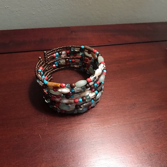 Bohemian Beaded Cuff Bacelet - Picture 1 of 4